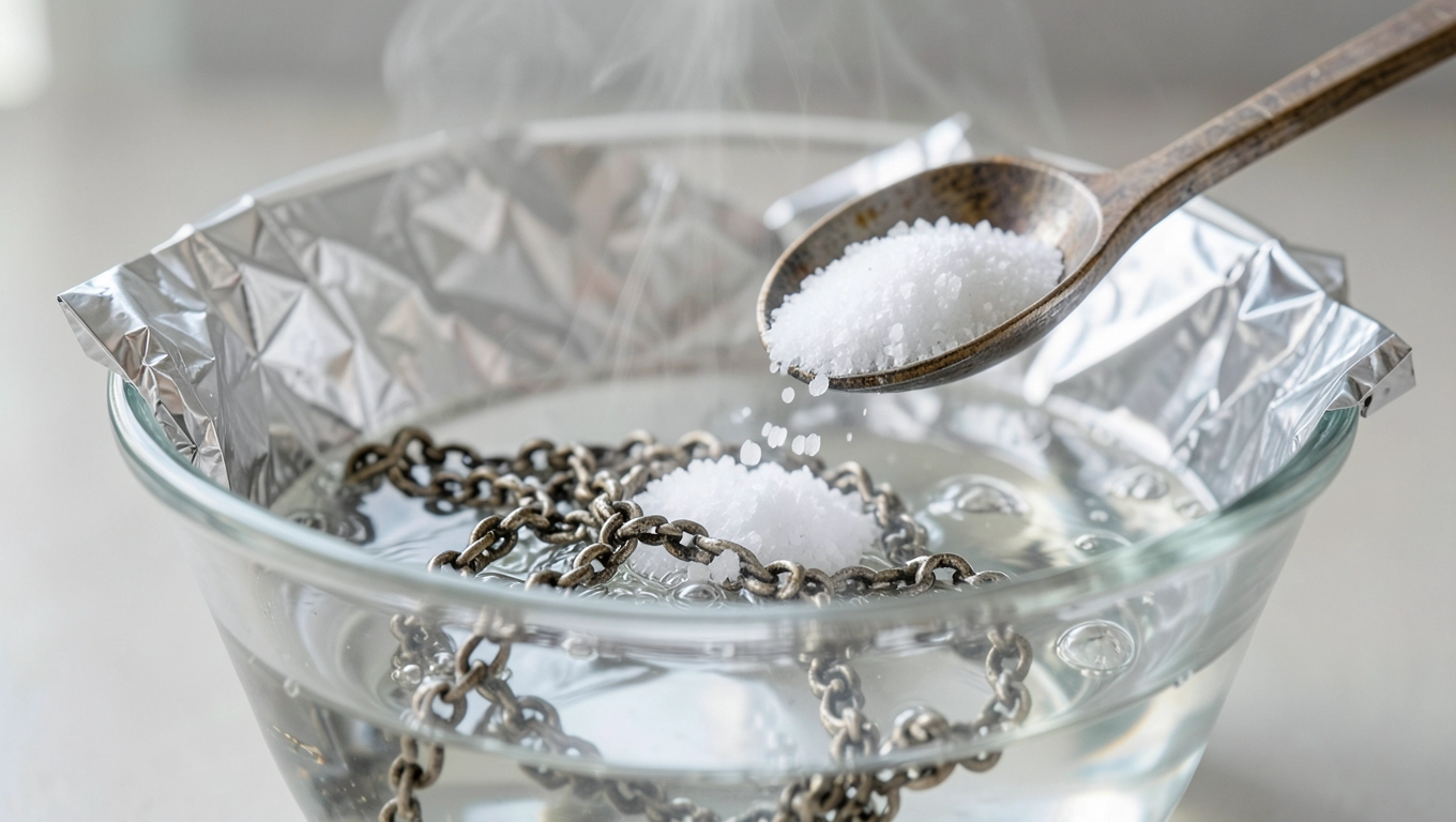 czyszczenie srebra woda sól folia aluminiowa