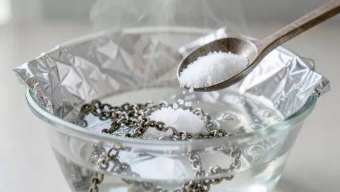 czyszczenie srebra woda sól folia aluminiowa